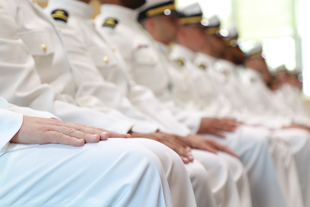Rear Admiral Theodore LeClair and Rear Admiral Matthew T. Pottenburgh visit Officer Training Command Newport (OTCN)