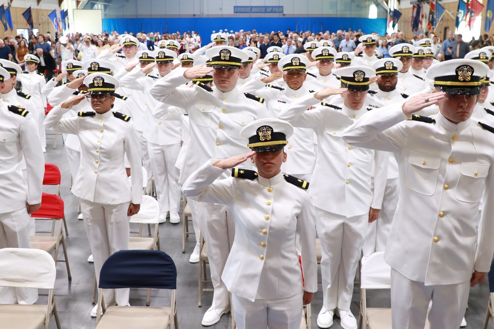 Rear Admiral Theodore LeClair and Rear Admiral Matthew T. Pottenburgh visit Officer Training Command Newport (OTCN)