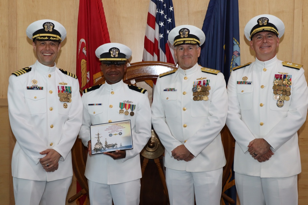 Rear Admiral Theodore LeClair and Rear Admiral Matthew T. Pottenburgh visit Officer Training Command Newport (OTCN)