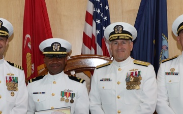 Rear Admiral Theodore LeClair and Rear Admiral Matthew T. Pottenburgh visit Officer Training Command Newport (OTCN)