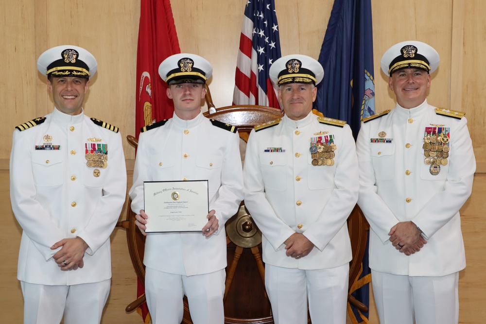 Rear Admiral Theodore LeClair and Rear Admiral Matthew T. Pottenburgh visit Officer Training Command Newport (OTCN)