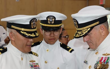 Rear Admiral Theodore LeClair and Rear Admiral Matthew T. Pottenburgh visit Officer Training Command Newport (OTCN)