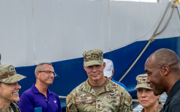 Maj. Gen. Maj. Gen. Stephanie Ahern and Maj. Gen. Marcus Evens tour Aguila Port