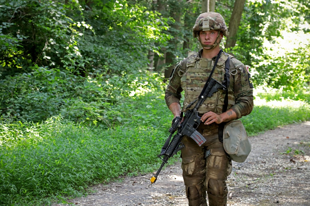 Spc. Jaden Hughes takes on Day 1 of the 2025 National Guard Best Warrior Competition