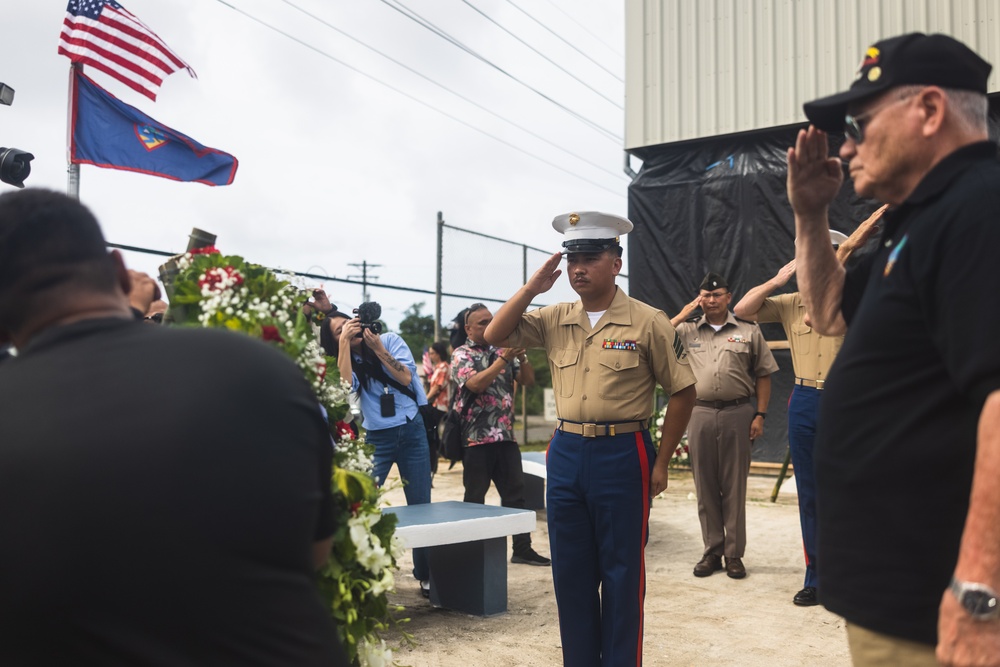 Camp Blaz Marines participate in a memorial service in Mangilao