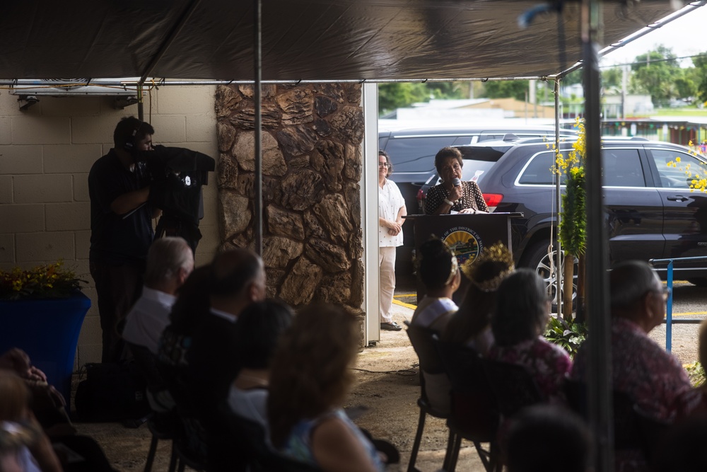 Camp Blaz Marines participate in a memorial service in Mangilao
