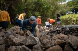 Air Force, Navy Volunteers Construct Rock Wall to Preserve and Protect Hawaiian Burial Vault