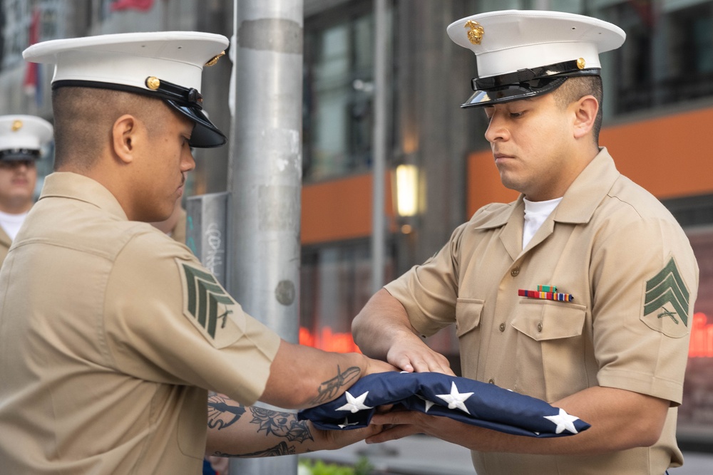Marines present Morning Colors at Chicago Marine Week 2025