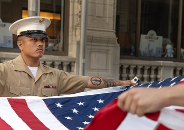 Marines present Morning Colors at Chicago Marine Week 2025