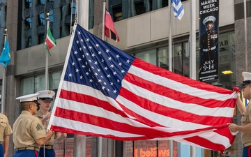 Marines present Morning Colors at Chicago Marine Week 2025