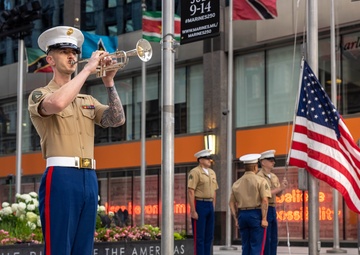 Marines present Morning Colors at Chicago Marine Week 2025