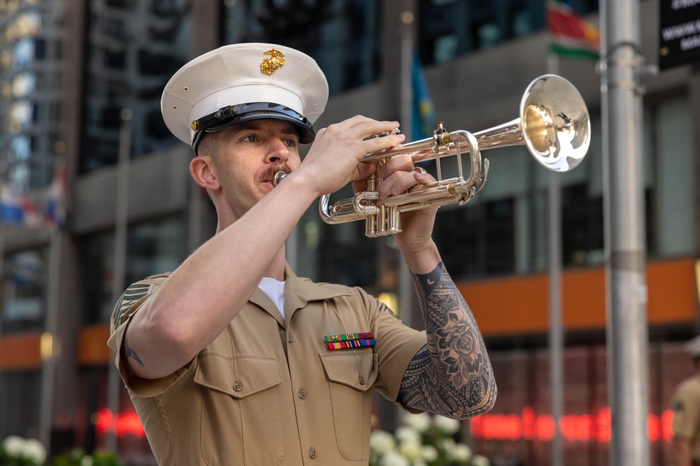 Marines present Morning Colors at Chicago Marine Week 2025