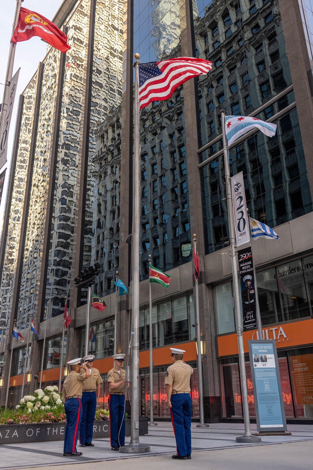 Marines present Morning Colors at Chicago Marine Week 2025