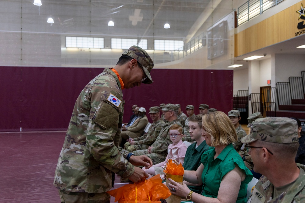 Alpha Company transfers responsibility to new first sergeant.