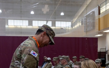 Alpha Company transfers responsibility to new first sergeant.