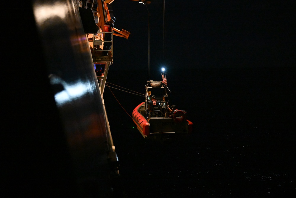 Coast Guard Cutter Stratton crewmembers conduct training at sea