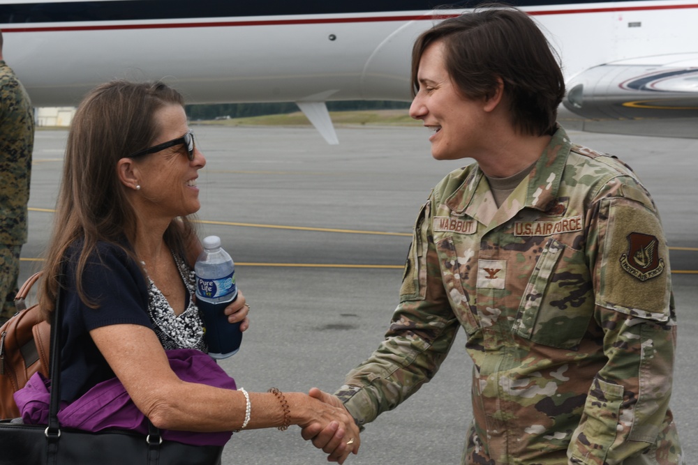 Gina Koehler, spouse of Adm. Steve Koehler, commander, U.S. Pacific Fleet tours facilities on JBER
