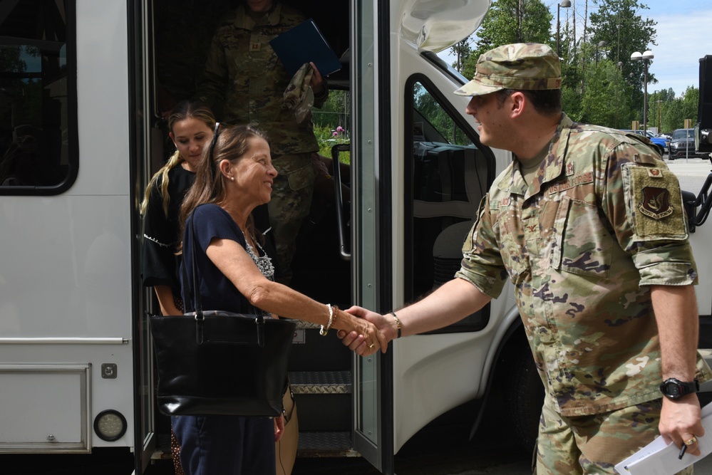 Gina Koehler, spouse of Adm. Steve Koehler, commander, U.S. Pacific Fleet tours facilities on JBER