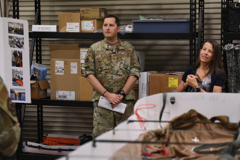 Gina Koehler, spouse of Adm. Steve Koehler, commander, U.S. Pacific Fleet tours facilities on JBER