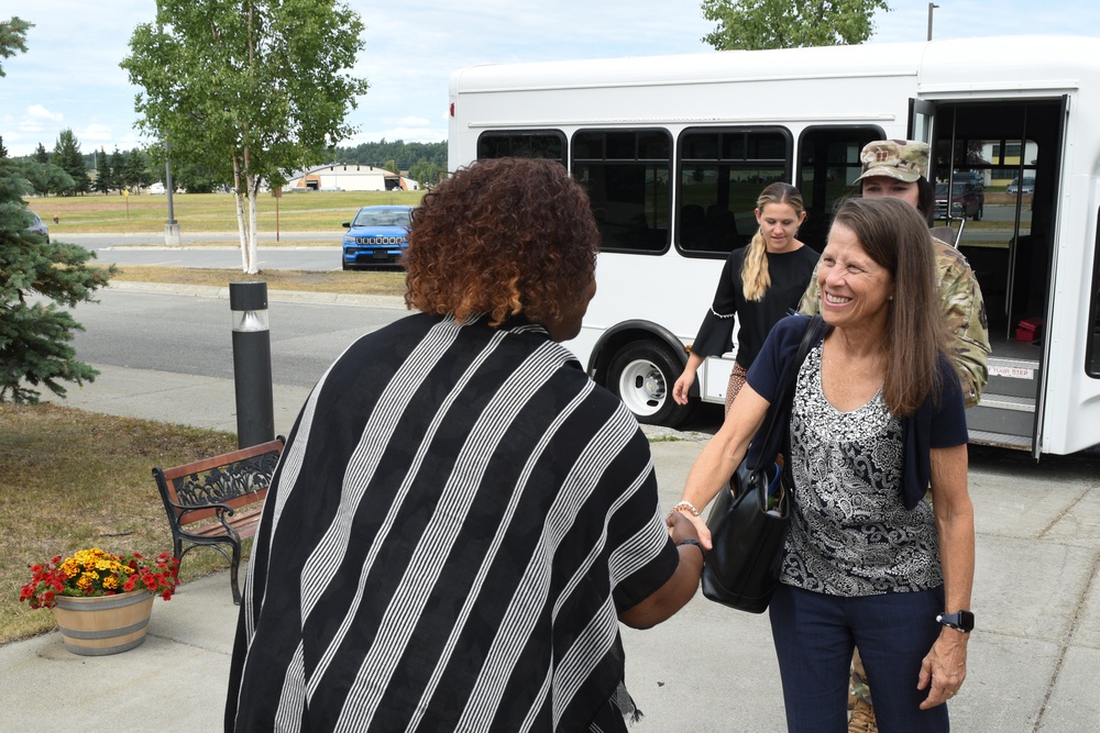 Gina Koehler, spouse of Adm. Steve Koehler, commander, U.S. Pacific Fleet tours facilities on JBER
