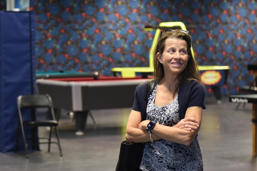 Gina Koehler, spouse of Adm. Steve Koehler, commander, U.S. Pacific Fleet tours facilities on JBER