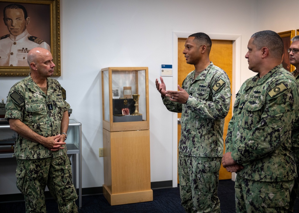 Acting Chief of Naval Operations Adm. Jim Kilby and Fleet Master Chief Johannes Gonzalez visit Naval Chaplaincy School