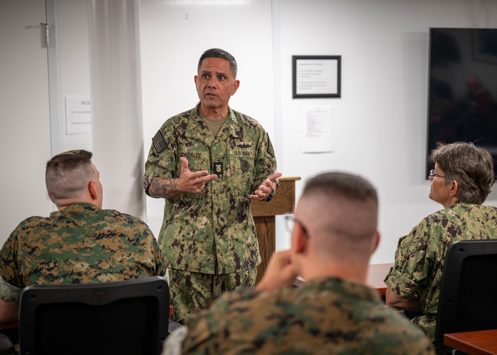 Acting Chief of Naval Operations Adm. Jim Kilby and Fleet Master Chief Johannes Gonzalez visit Naval Chaplaincy School