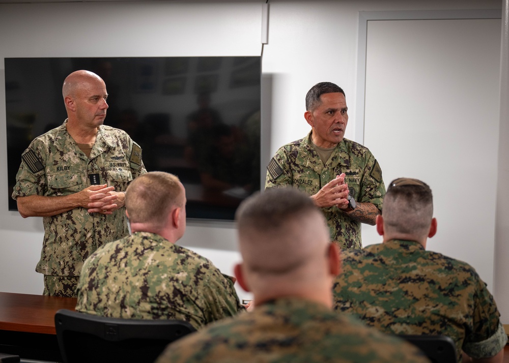 Acting Chief of Naval Operations Adm. Jim Kilby and Fleet Master Chief Johannes Gonzalez visit Naval Chaplaincy School