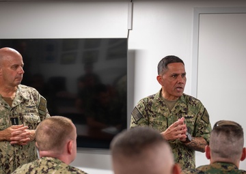 Acting Chief of Naval Operations Adm. Jim Kilby and Fleet Master Chief Johannes Gonzalez visit Naval Chaplaincy School