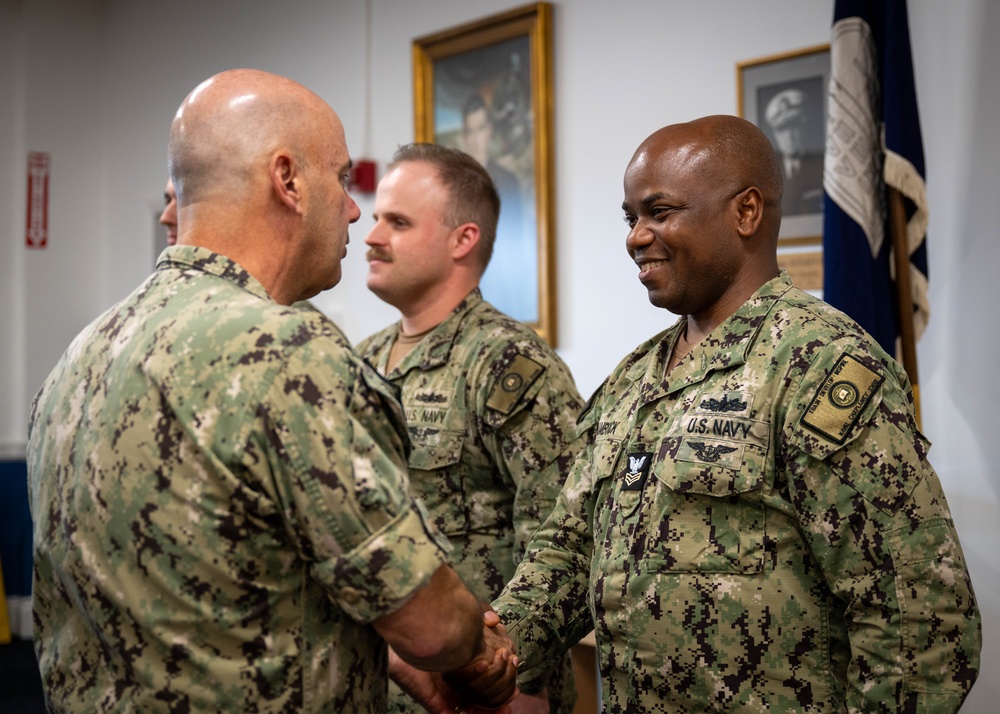 Acting Chief of Naval Operations Adm. Jim Kilby and Fleet Master Chief Johannes Gonzalez visit Naval Chaplaincy School