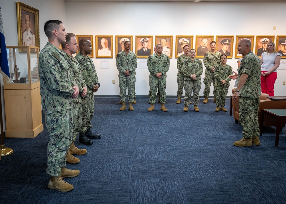 Acting Chief of Naval Operations Adm. Jim Kilby and Fleet Master Chief Johannes Gonzalez visit Naval Chaplaincy School