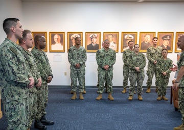 Acting Chief of Naval Operations Adm. Jim Kilby and Fleet Master Chief Johannes Gonzalez visit Naval Chaplaincy School