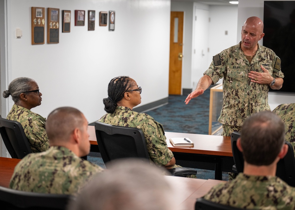 Acting Chief of Naval Operations Adm. Jim Kilby and Fleet Master Chief Johannes Gonzalez visit Naval Chaplaincy School