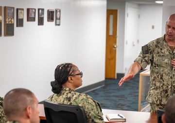 Acting Chief of Naval Operations Adm. Jim Kilby and Fleet Master Chief Johannes Gonzalez visit Naval Chaplaincy School