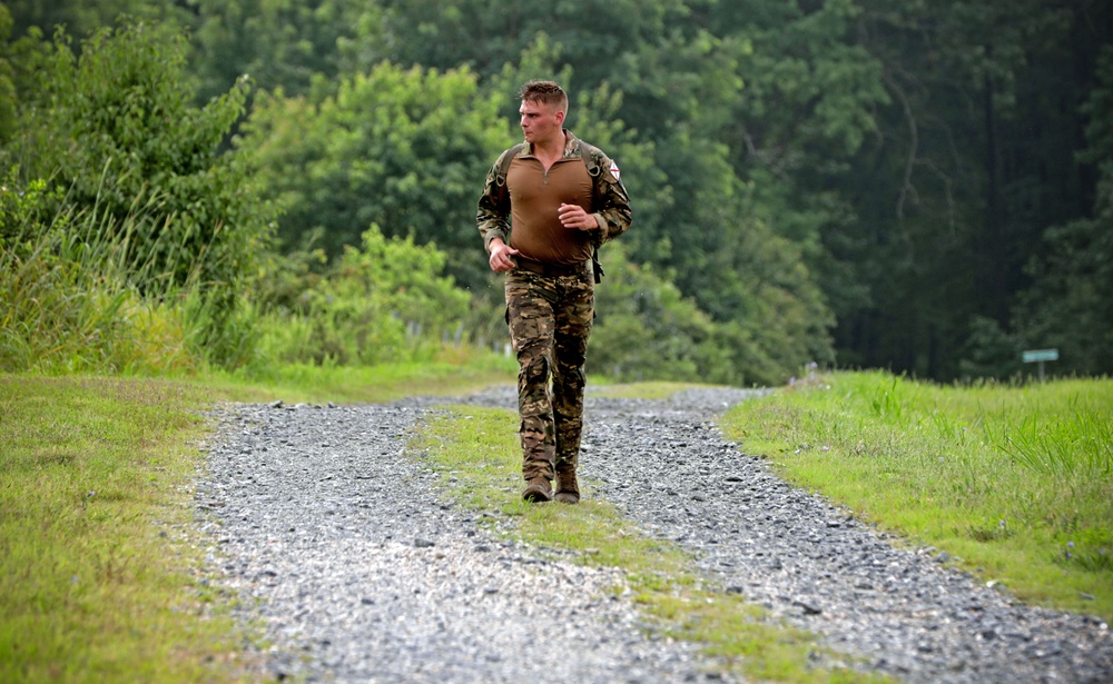 Spc. Jaden Hughes takes on the Medal of Honor Run for the Army National Guard's 2025 Best Warrior Competition