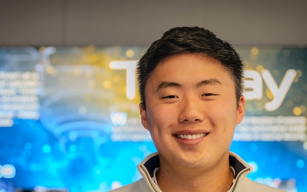 Intern David Fu Poses for Photo at Edwards Air Force Base