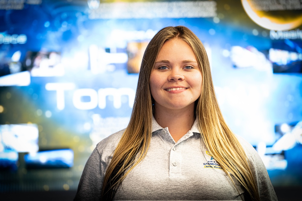 Intern Brhyona Thomas Poses for Photo at Edwards Air Force Base