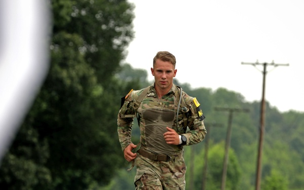 Competitors in the Army National Guard's 2025 National Best Warrior Competition take on the Medal of Honor Run