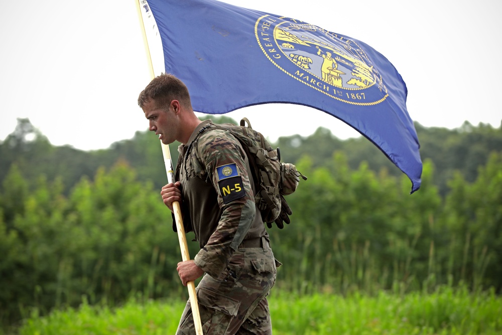 Competitors in the Army National Guard's 2025 National Best Warrior Competition take on the Medal of Honor Run