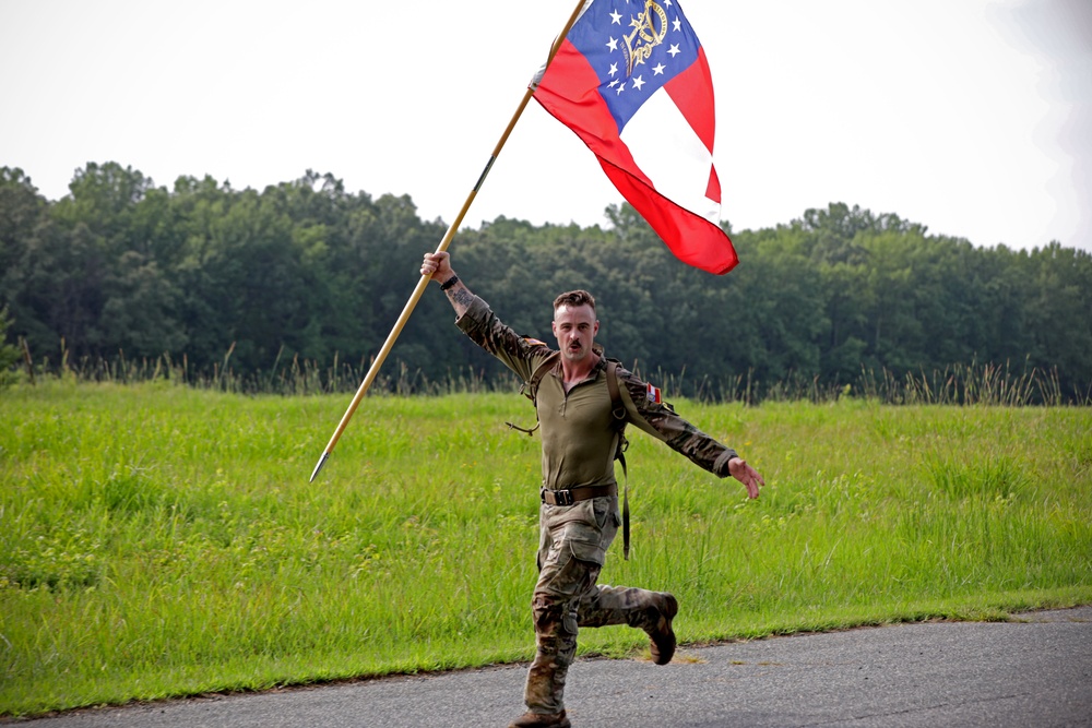 Competitors in the Army National Guard's 2025 National Best Warrior Competition take on the Medal of Honor Run