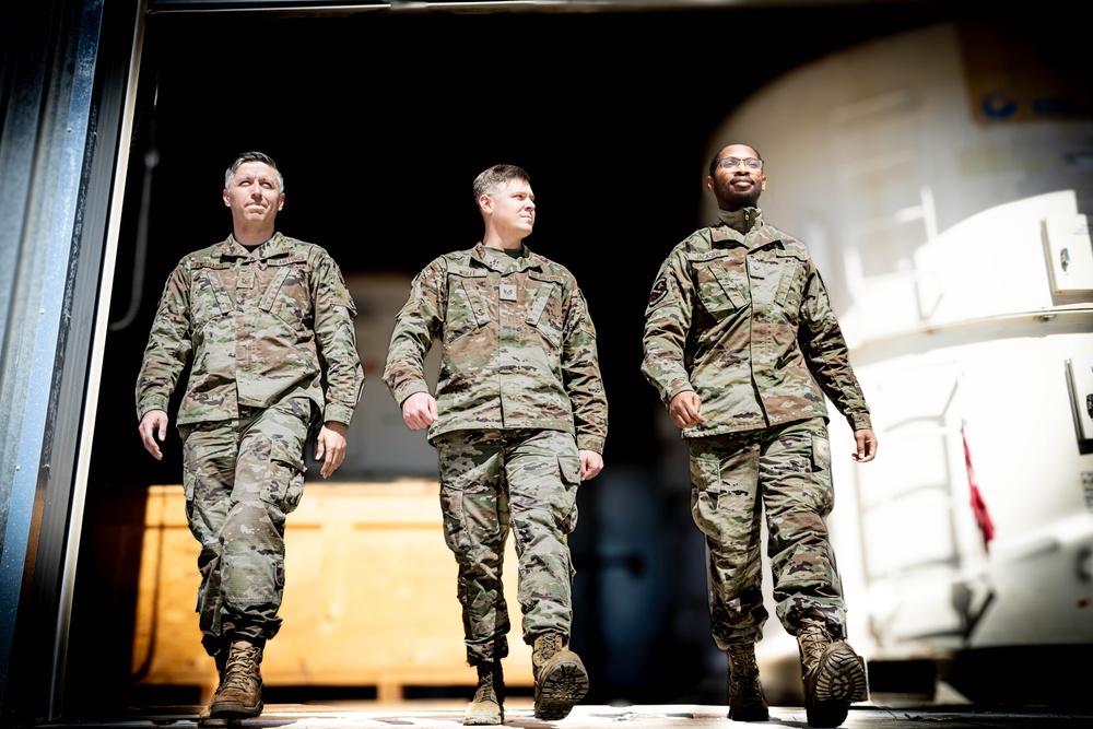 Airman Complete Munitions Inspection, Exit Building at Edwards Air Force Base, California