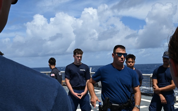 Coast Guard Cutter Stratton crewmembers conduct training at sea