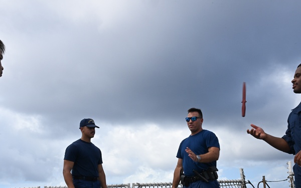 Coast Guard Cutter Stratton crewmembers conduct training at sea