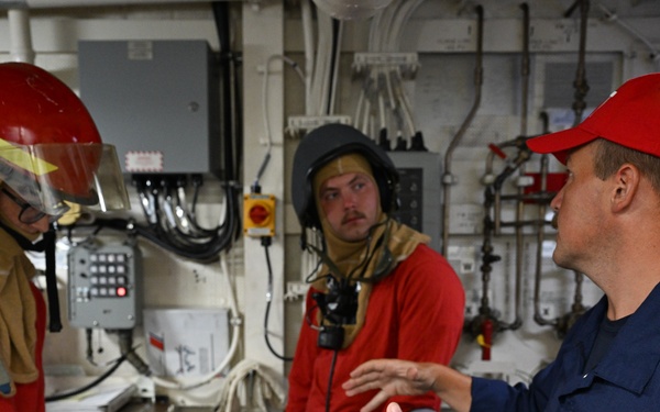 Coast Guard Cutter Stratton crewmembers conduct training at sea