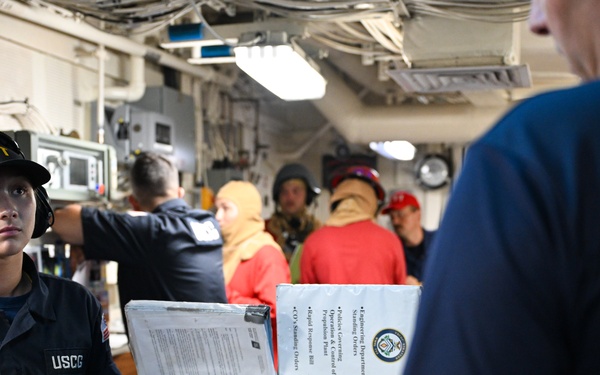 Coast Guard Cutter Stratton crewmembers conduct training at sea