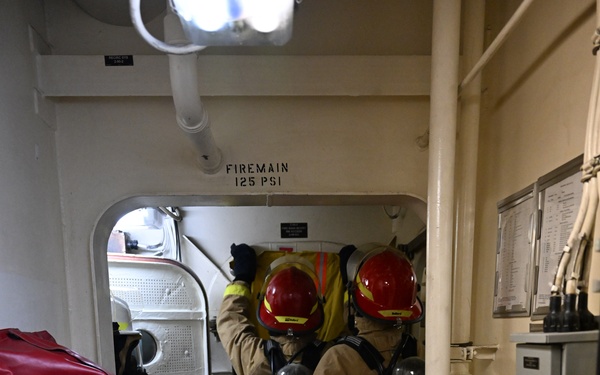 Coast Guard Cutter Stratton crewmembers conduct training at sea