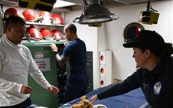 Coast Guard Cutter Stratton crewmembers conduct training at sea