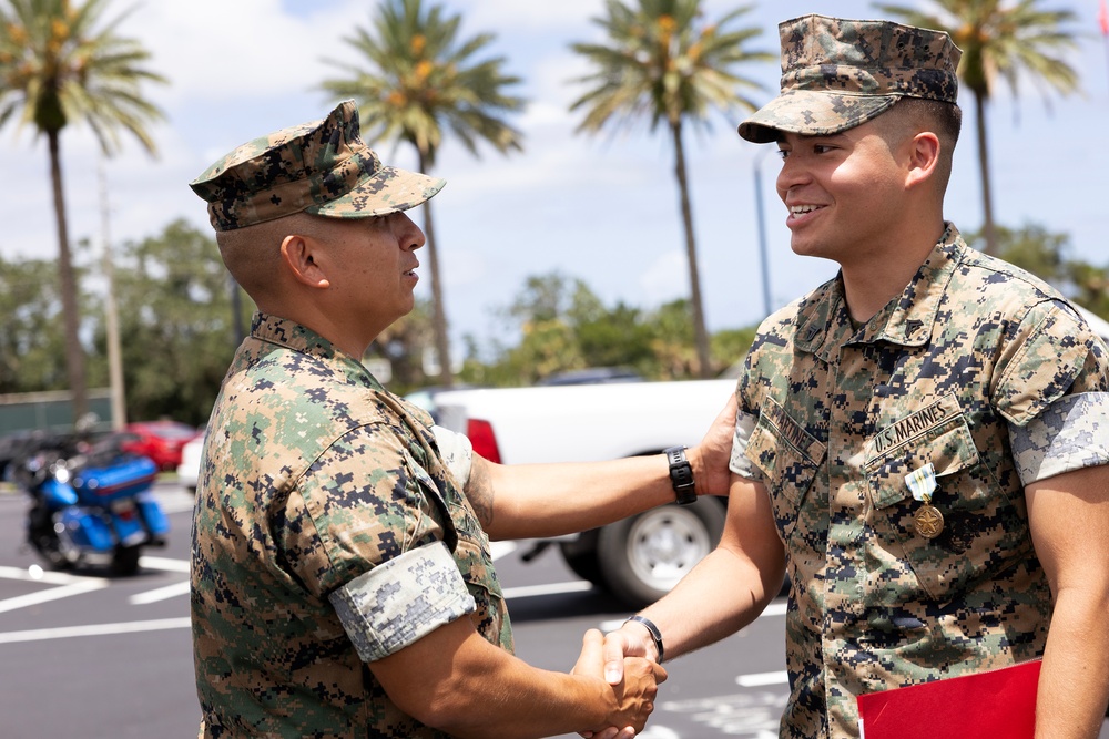Marine's 500+ Hours with Autism Soccer Earn Top Volunteer Medal