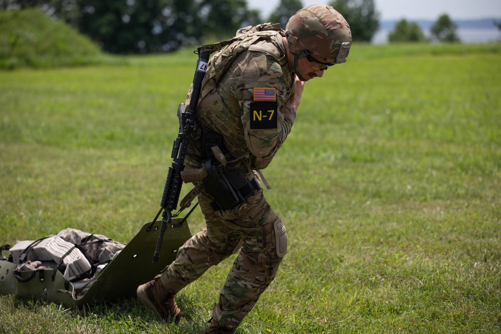 Sgt. Luke Cloward drags a medical sled  - 2025 National Best Warrior