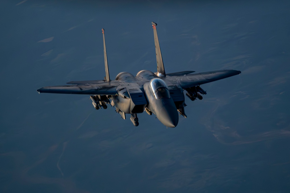 Strike Eagles patrol the skies over the USCENTCOM AOR